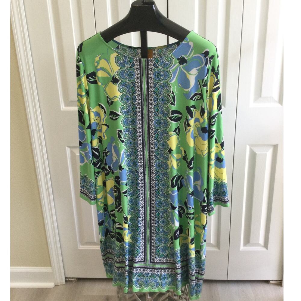 Ruby Rd Woman Floral Mosaic Print Long Sleeve Dress 3XL